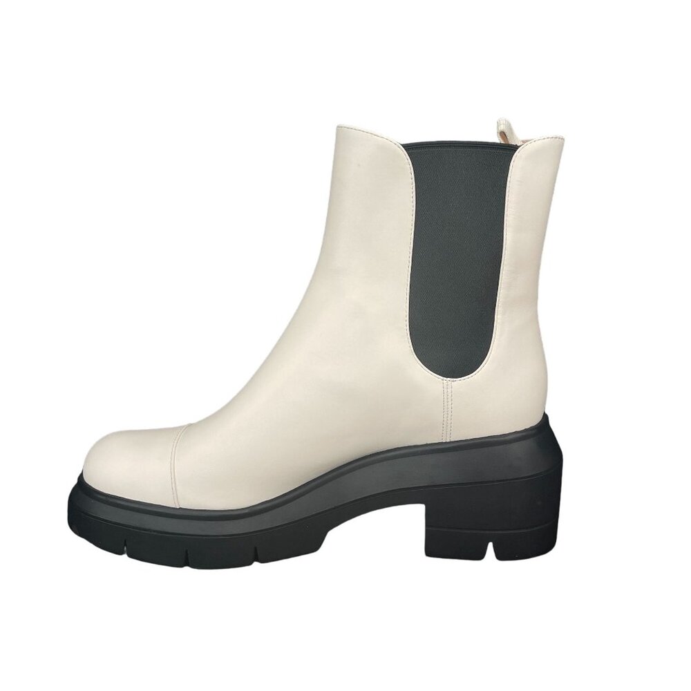 Stuart Weitzman Norah Chelsea Cream Leather Platform Boots, Size 10C WORN ONCE - Picture 4 of 10